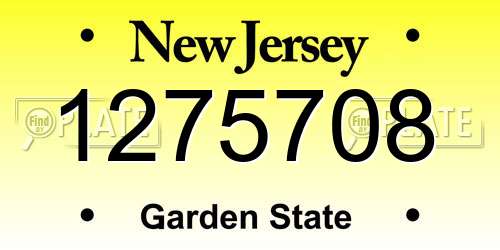 1275708 New Jersey License Plate