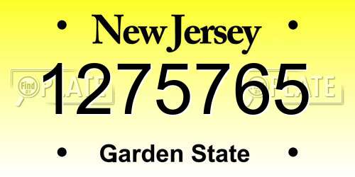 1275765 New Jersey License Plate
