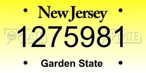 1275981 New Jersey License Plate