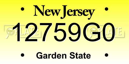 12759G0 New Jersey License Plate