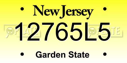 12765L5 New Jersey License Plate