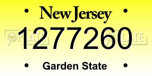 1277260 New Jersey License Plate