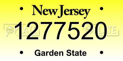 1277520 New Jersey License Plate