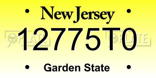 12775T0 New Jersey License Plate