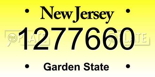 1277660 New Jersey License Plate