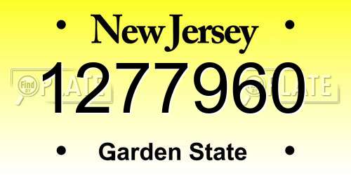 1277960 New Jersey License Plate