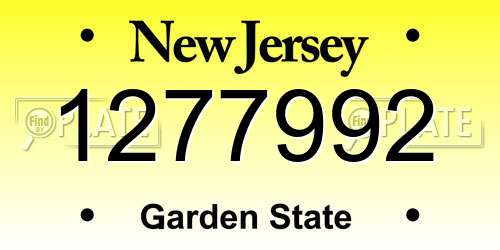 1277992 New Jersey License Plate