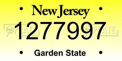 1277997 New Jersey License Plate