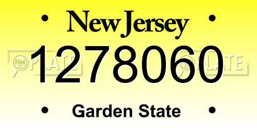 1278060 New Jersey License Plate