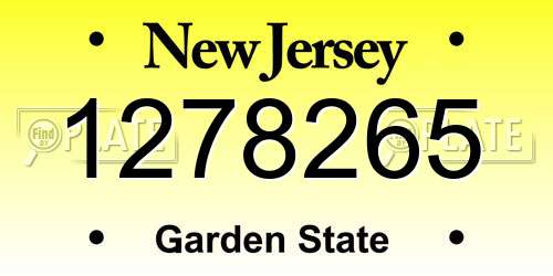 1278265 New Jersey License Plate