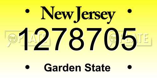 1278705 New Jersey License Plate