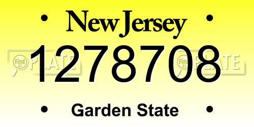 1278708 New Jersey License Plate