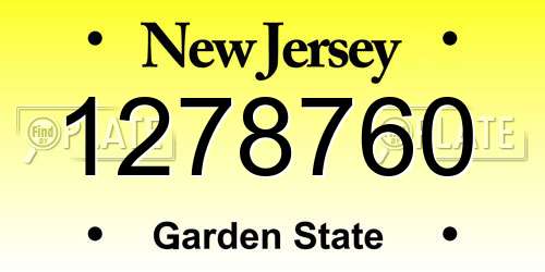 1278760 New Jersey License Plate