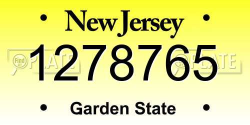 1278765 New Jersey License Plate