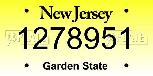 1278951 New Jersey License Plate