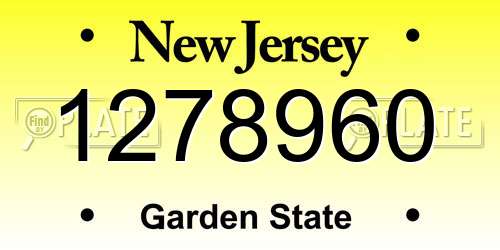 1278960 New Jersey License Plate