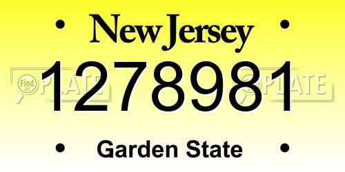 1278981 New Jersey License Plate