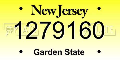 1279160 New Jersey License Plate