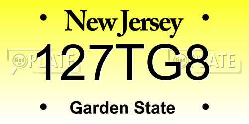 127TG8 New Jersey License Plate