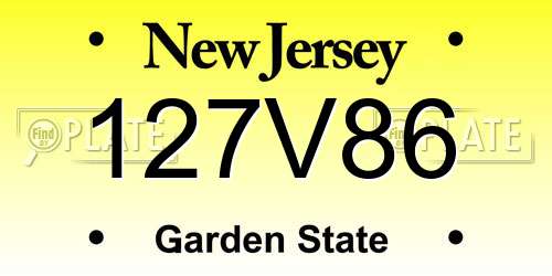 127V86 New Jersey License Plate