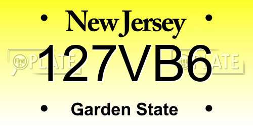 127VB6 New Jersey License Plate