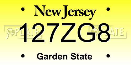 127ZG8 New Jersey License Plate