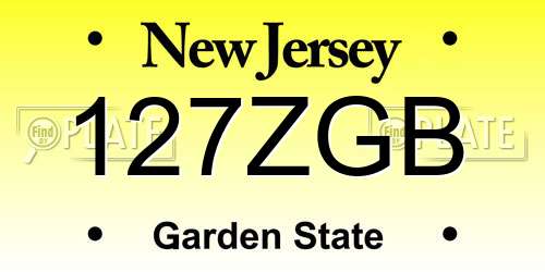 127ZGB New Jersey License Plate