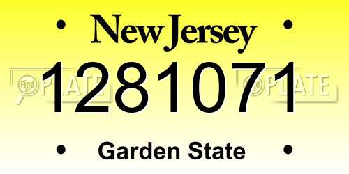1281071 New Jersey License Plate