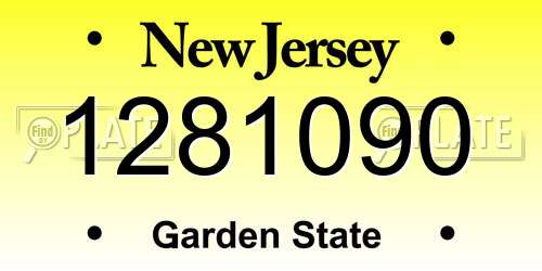 1281090 New Jersey License Plate