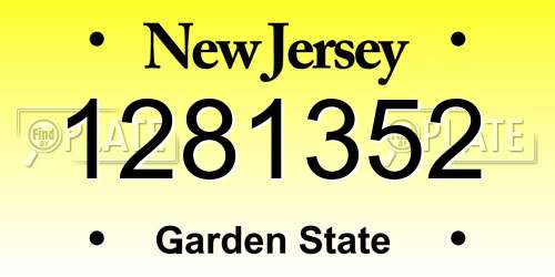 1281352 New Jersey License Plate