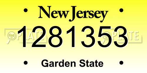 1281353 New Jersey License Plate