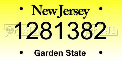 1281382 New Jersey License Plate
