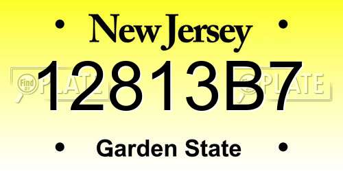12813B7 New Jersey License Plate