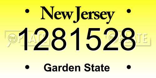 1281528 New Jersey License Plate
