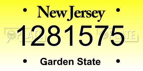 1281575 New Jersey License Plate