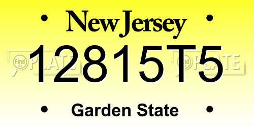 12815T5 New Jersey License Plate