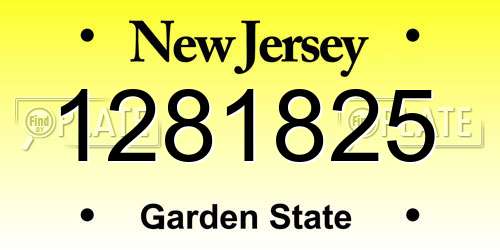 1281825 New Jersey License Plate