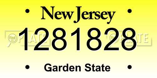 1281828 New Jersey License Plate