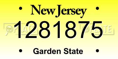 1281875 New Jersey License Plate