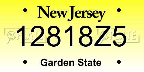 12818Z5 New Jersey License Plate