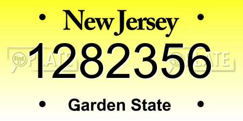 1282356 New Jersey License Plate