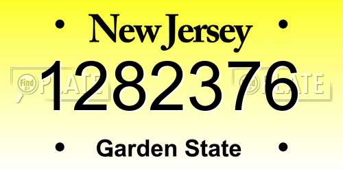 1282376 New Jersey License Plate
