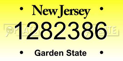 1282386 New Jersey License Plate
