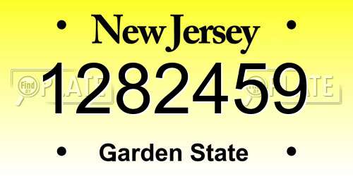 1282459 New Jersey License Plate