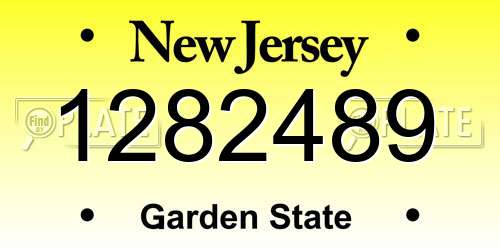 1282489 New Jersey License Plate