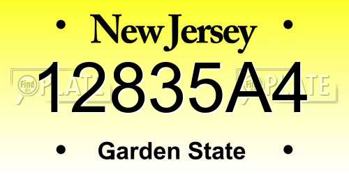12835A4 New Jersey License Plate
