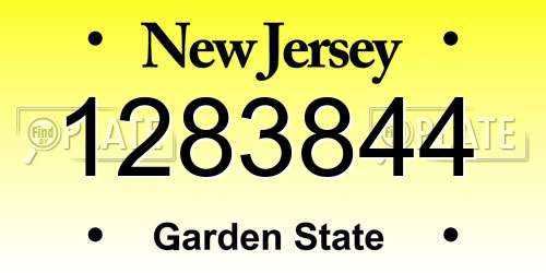 1283844 New Jersey License Plate
