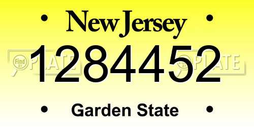 1284452 New Jersey License Plate