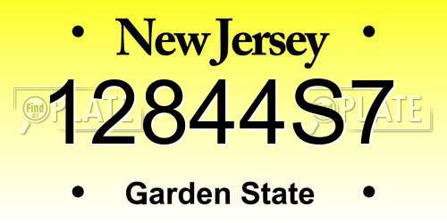 12844S7 New Jersey License Plate