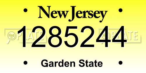 1285244 New Jersey License Plate